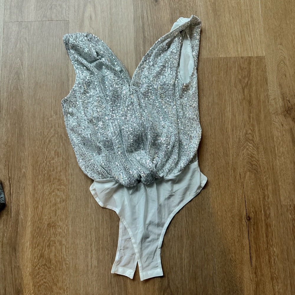 White Sequin Bodysuit